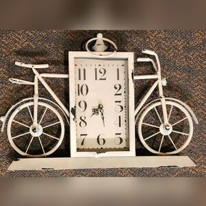 Vintage Style White Bicycle Wall or Mantle Clock